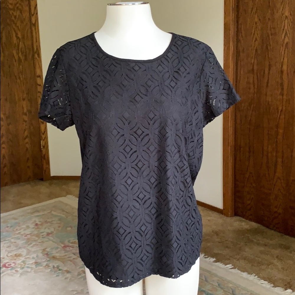 Market & Spruce Black Lace Top